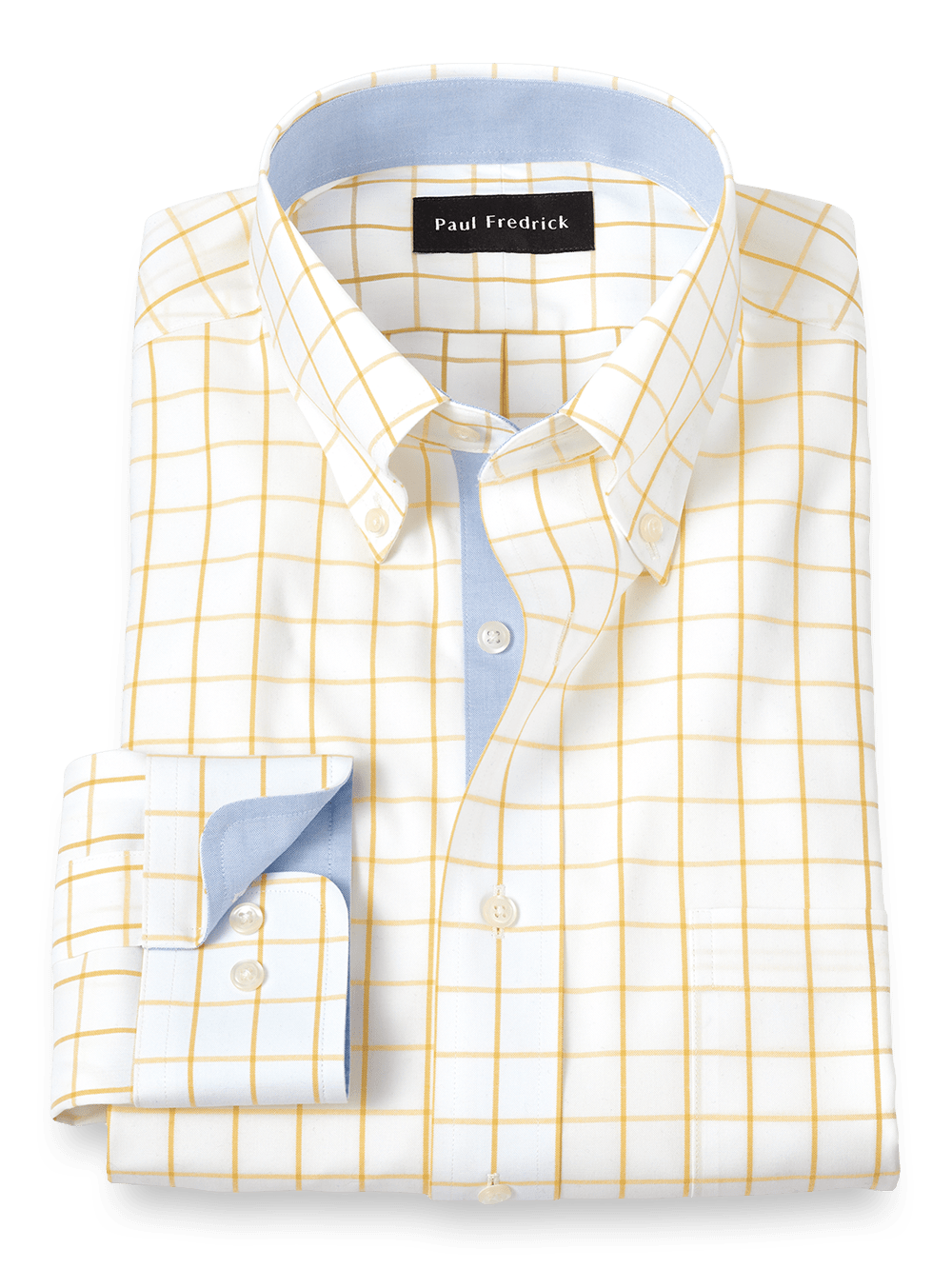 Product Image of Comfort Stretch Non-iron Check Dress Shirt With Contrast Trim-Yellow