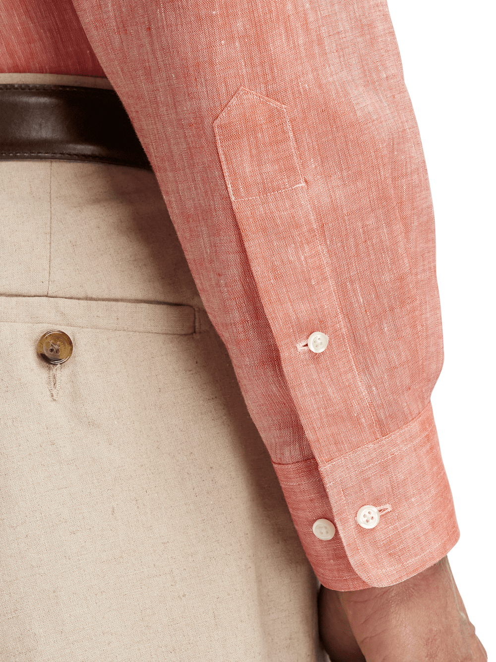 Alternate Image of Non-iron Linen Solid Dress Shirt With Contrast Trim-3