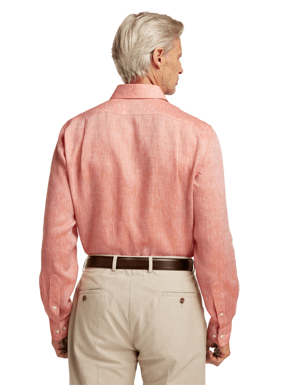 Alternate Image of Non-iron Linen Solid Dress Shirt With Contrast Trim-4