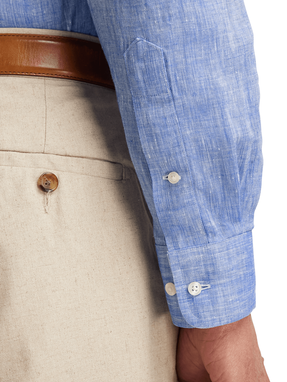 Alternate Image of Non-iron Linen Solid Dress Shirt With Contrast Trim-3