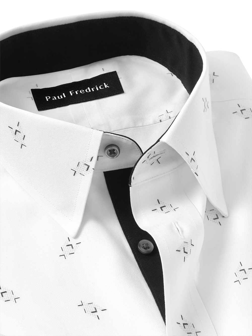 Alternate Image of Non-iron Cotton Houndstooth Print Dress Shirt With Contrast Trim-2