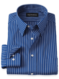 Comfort Stretch Non-Iron Stripe Dress Shirt - Cobalt