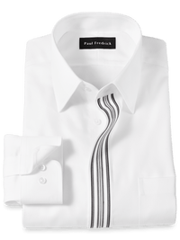 Non-Iron Cotton Solid Dress Shirt With Contrast Trim - White/black