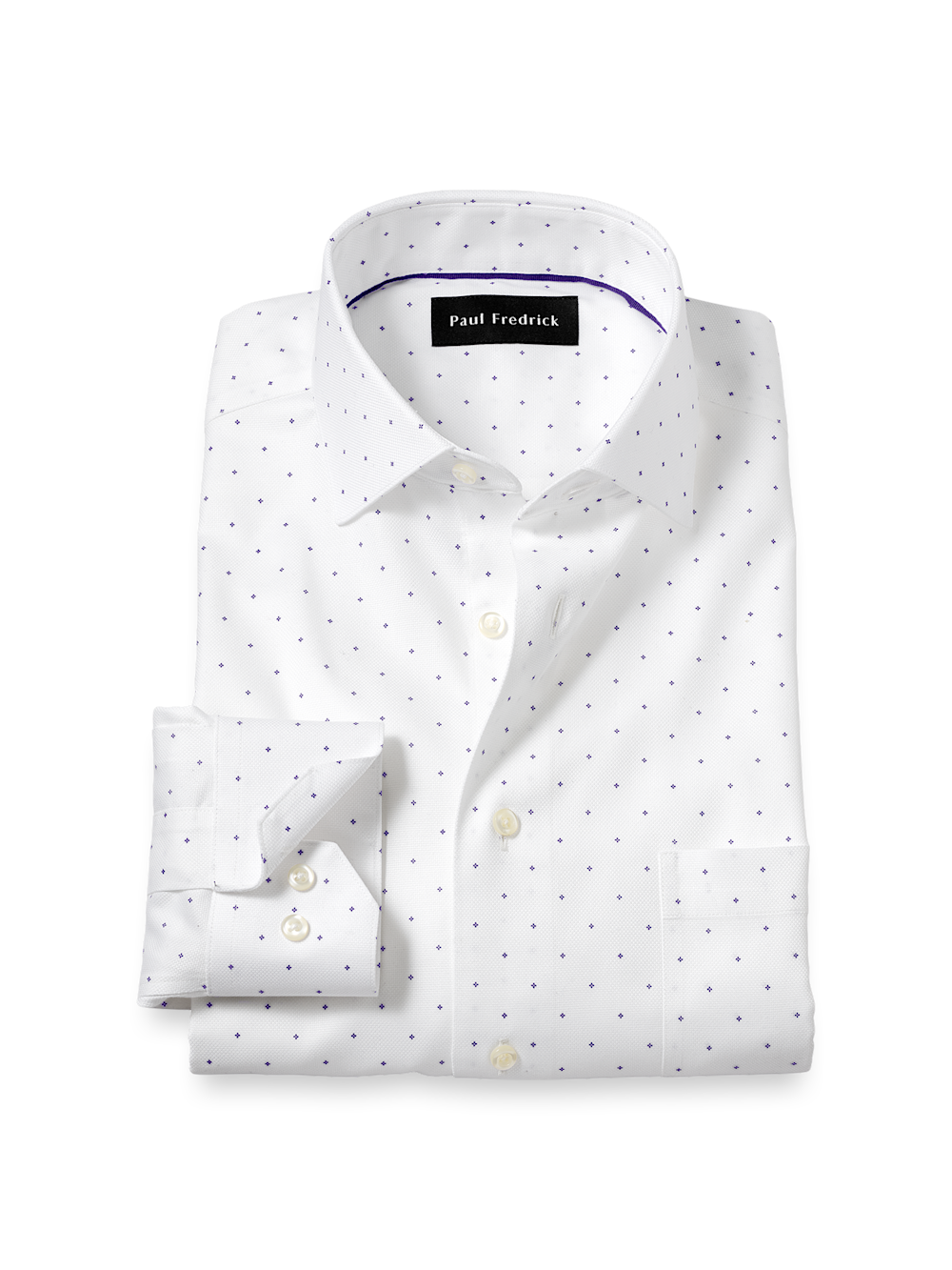 Product Image of Comfort Stretch Non-iron Geometric Dress Shirt-White/Purple
