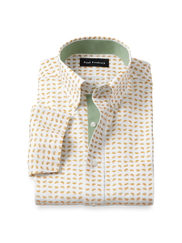 Comfort Stretch Non-Iron Novelty Dress Shirt With Contrast Trim - White/melon