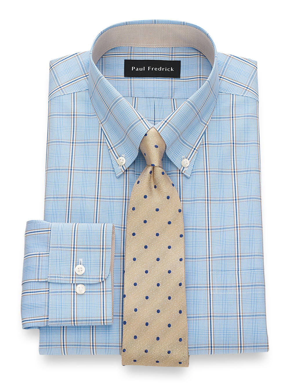 Alternate Image of Non-iron Cotton Pinpoint Glen Plaid Dress Shirt With Contrast Trim-1