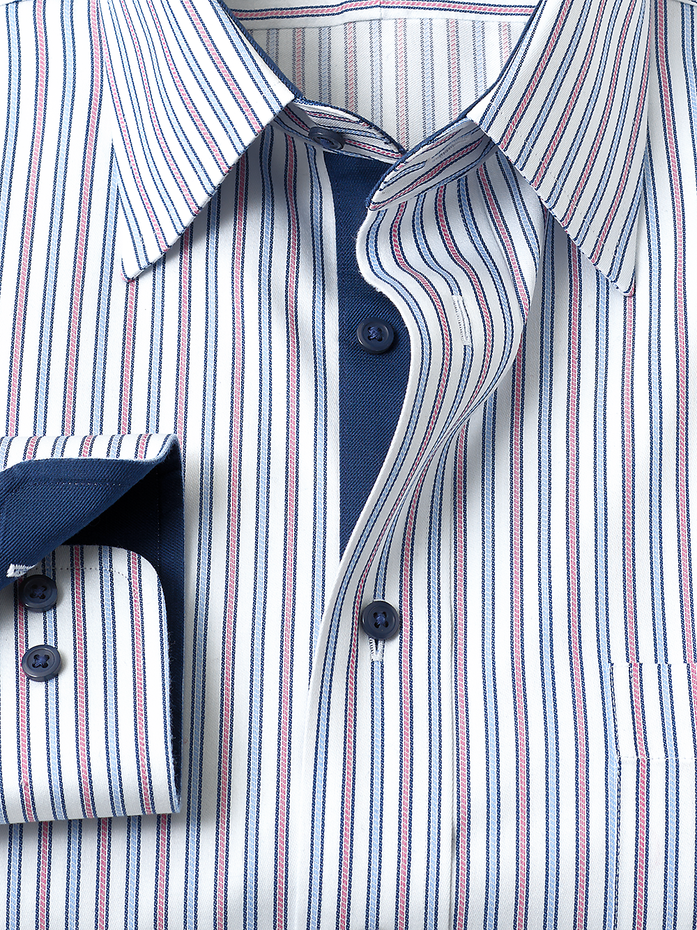 Alternate Image of Non-iron Cotton Stripe Dress Shirt With Contrast Trim-2