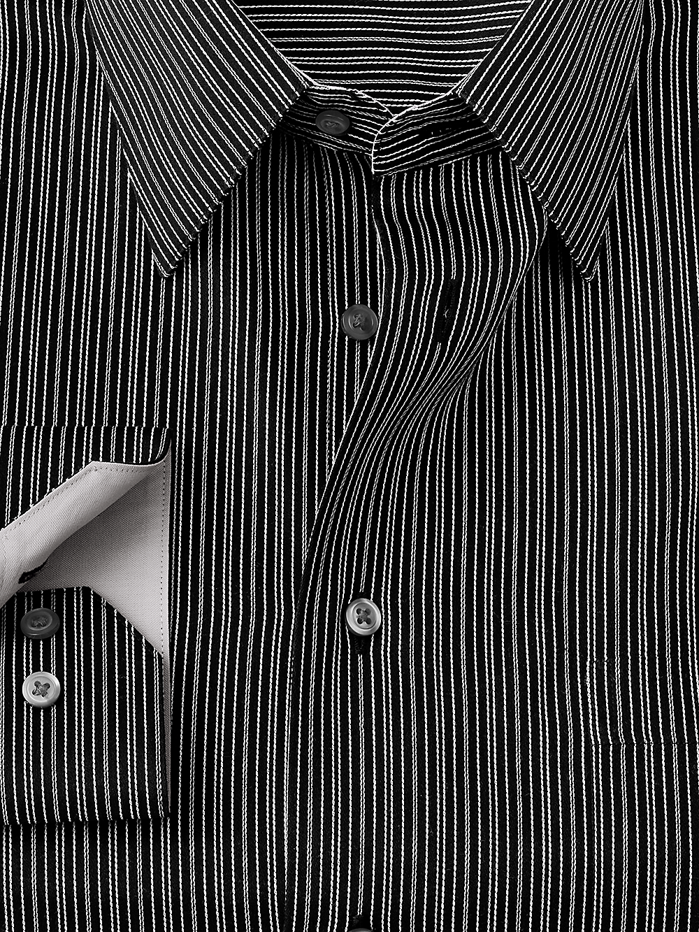 Alternate Image of Non-iron Cotton Fineline Stripe Dress Shirt With Contrast Trim-1
