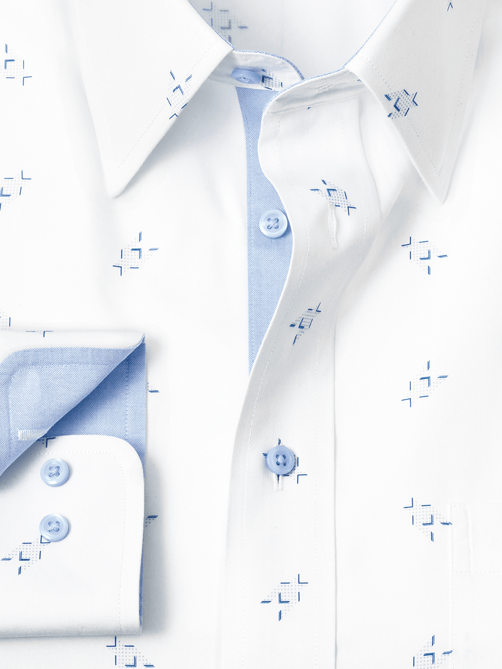 Alternate Image of Non-iron Cotton Houndstooth Print Dress Shirt With Contrast Trim-1