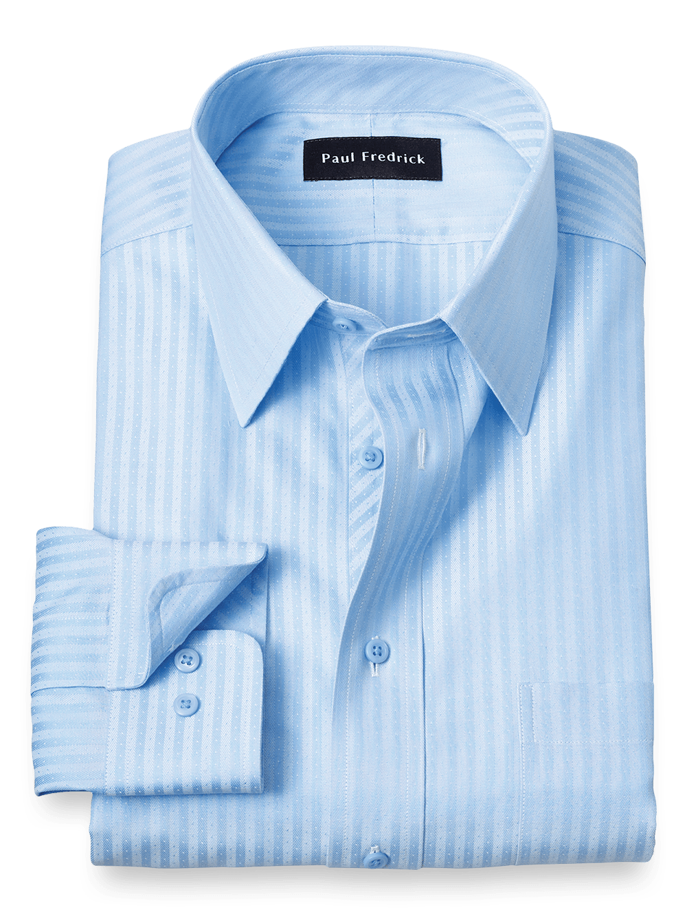 Product Image of Non-iron Cotton Stripe Dress Shirt-Blue