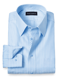 Non-Iron Cotton Stripe Dress Shirt - Blue