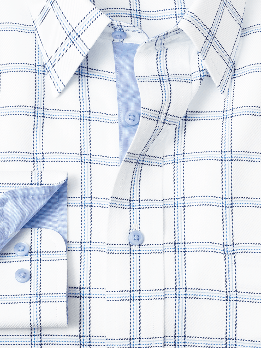 Alternate Image of Non-iron Cotton Windowpane Dress Shirt With Contrast Trim-1
