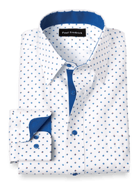 Non-Iron Cotton Diamond Print Dress Shirt With Contrast Trim - Multi