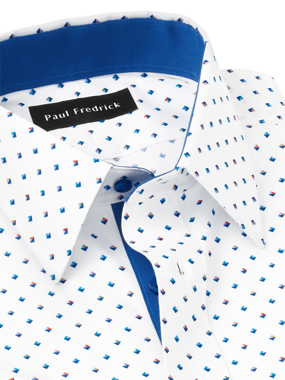 Alternate Image of Non-iron Cotton Diamond Print Dress Shirt With Contrast Trim-2