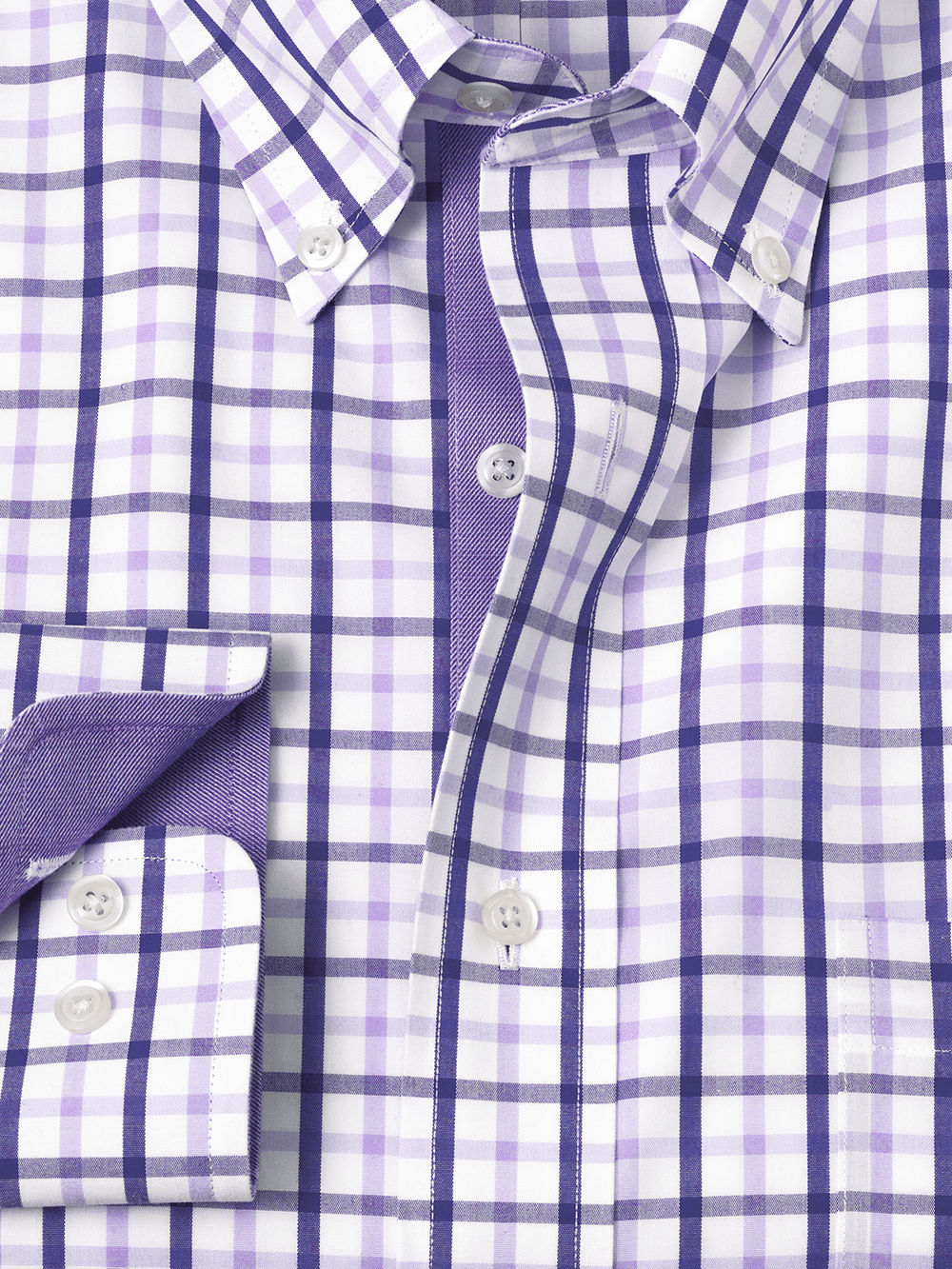 Alternate Image of Non-iron Cotton Check Dress Shirt With Contrast Trim-1