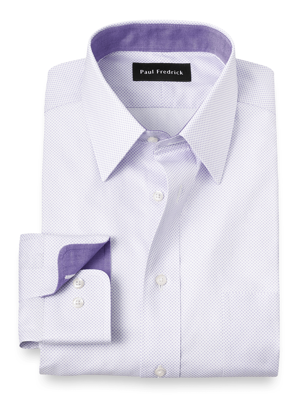 Product Image of Non-iron Cotton Circle Print Dress Shirt With Contrast Trim-Purple