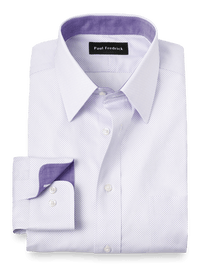 Non-Iron Cotton Circle Print Dress Shirt With Contrast Trim - Purple