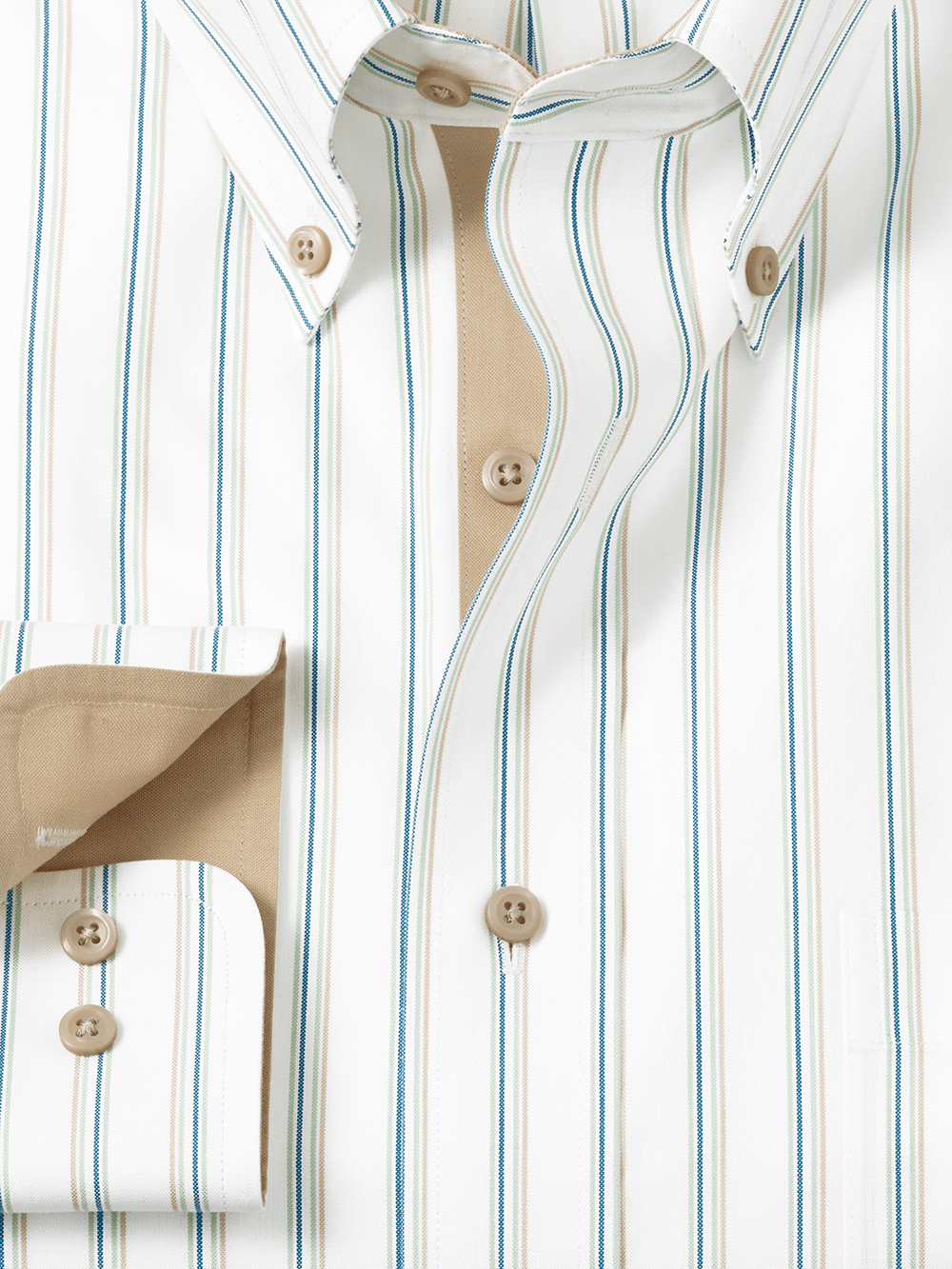 Alternate Image of Non-iron Cotton Stripe Dress Shirt With Contrast Trim-1