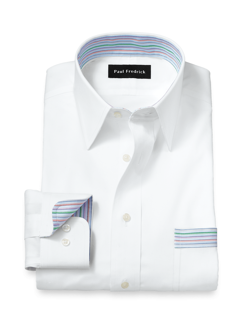 Product Image of Comfort Stretch Non-iron Solid Dress Shirt With Contrast Trim-White