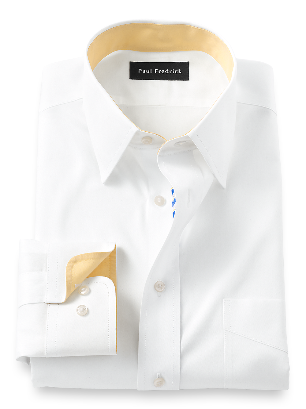 Product Image of Non-iron Cotton Solid Dress Shirt With Contrast Trim-White