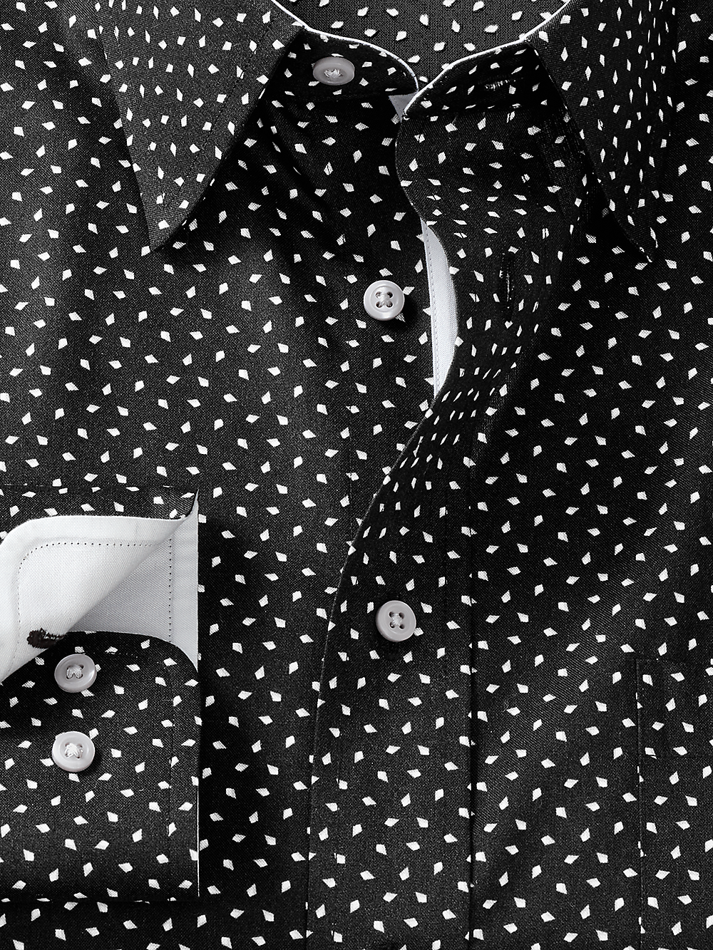 Alternate Image of Non-iron Cotton Geometric Print Dress Shirt With Contrast Trim-1