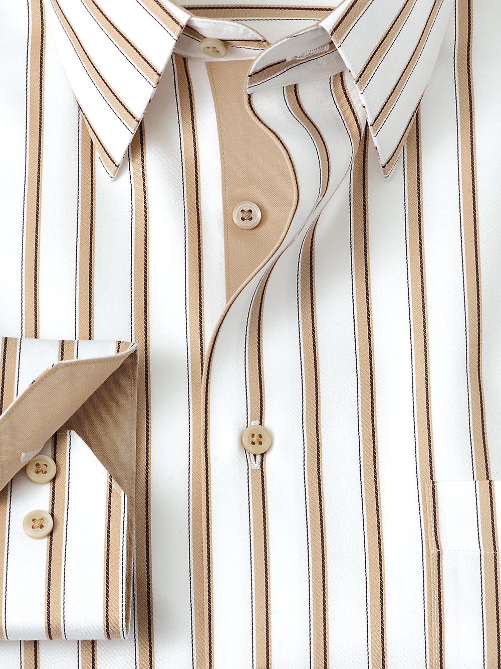 Alternate Image of Non-iron Cotton Stripe Dress Shirt With Contrast Trim-1