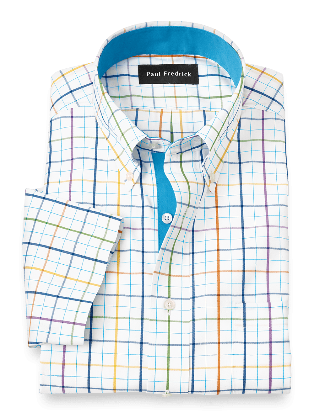 Product Image of Comfort Stretch Non-iron Tattersall Dress Shirt With Contrast Trim-Multi