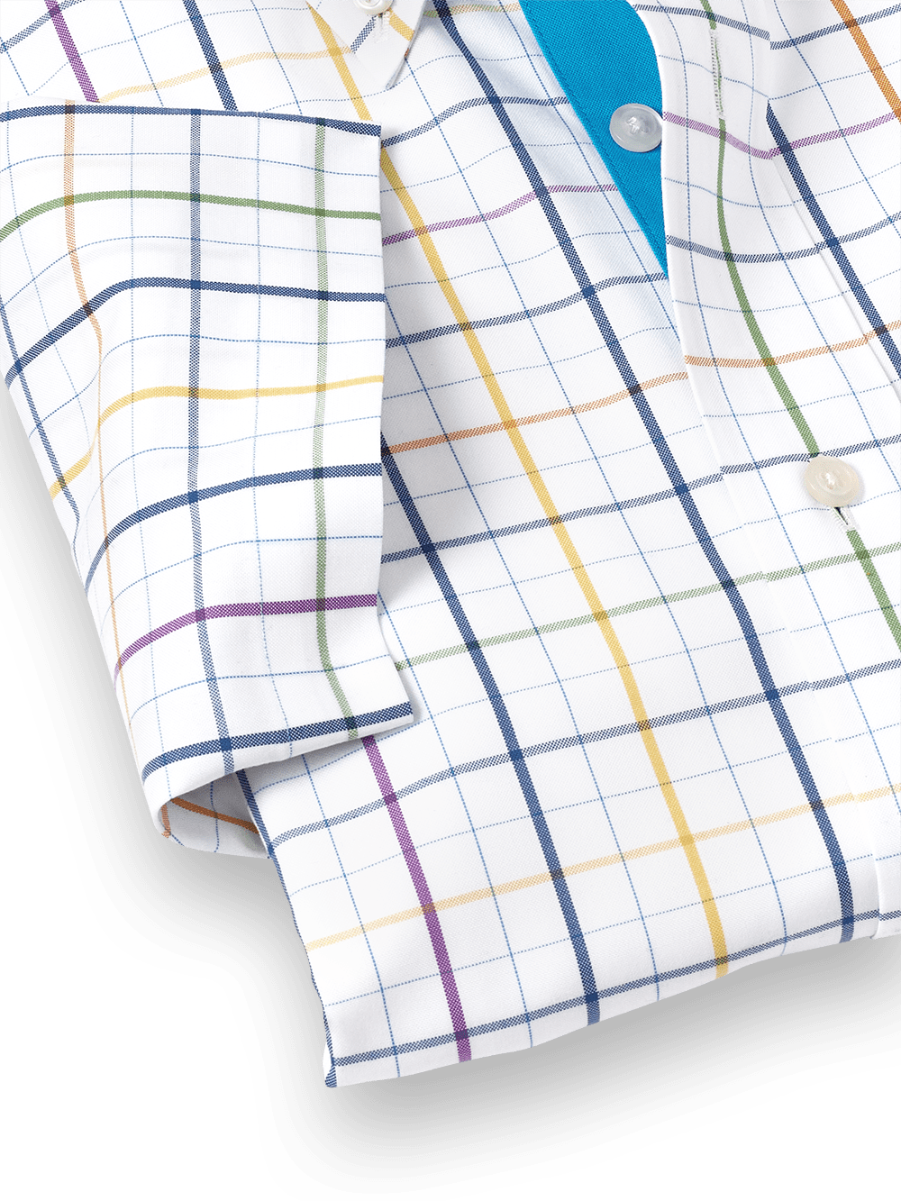 Alternate Image of Comfort Stretch Non-iron Tattersall Dress Shirt With Contrast Trim-3