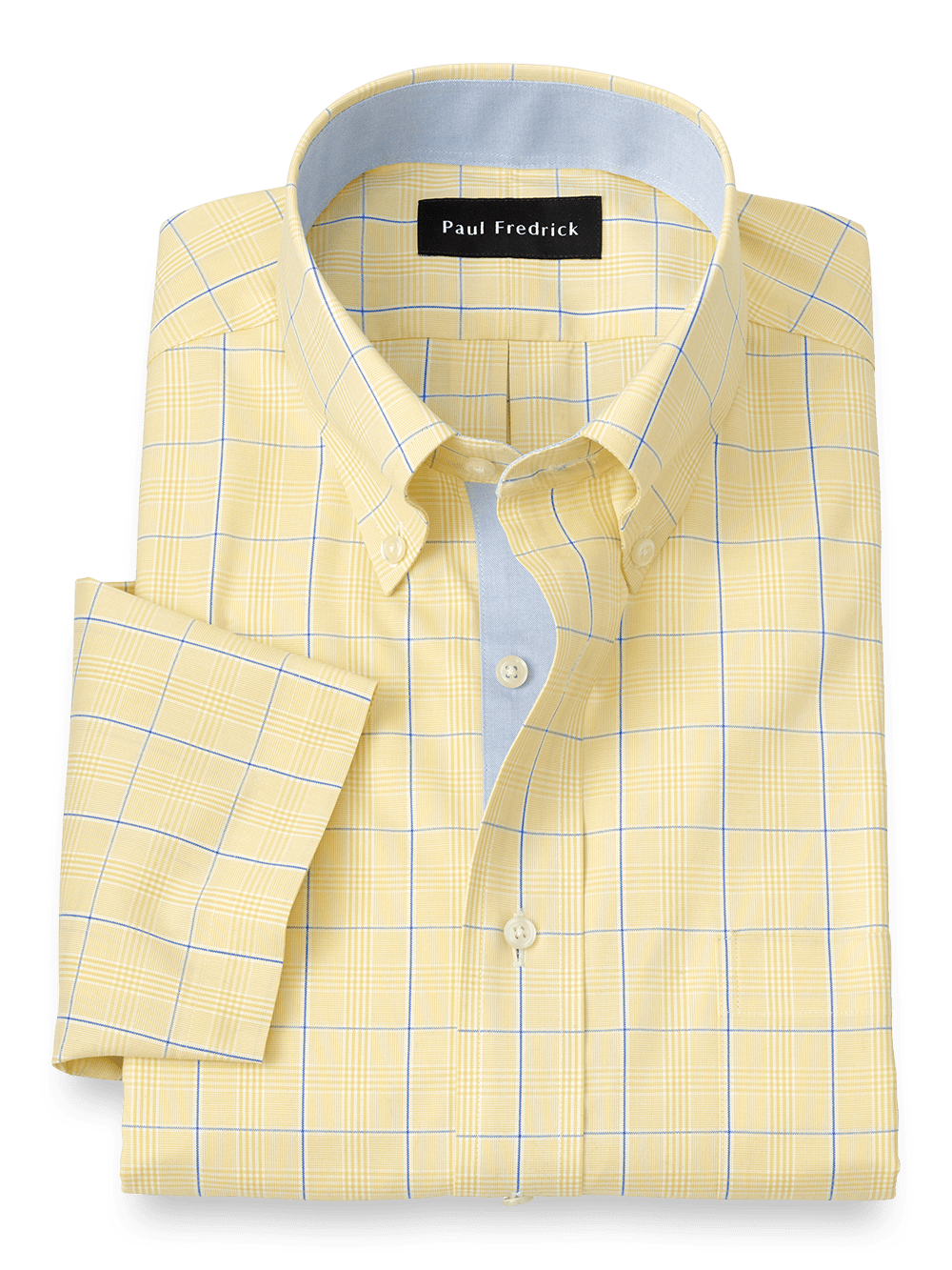 Product Image of Comfort Stretch Non-iron Check Dress Shirt With Contrast Trim-Yellow