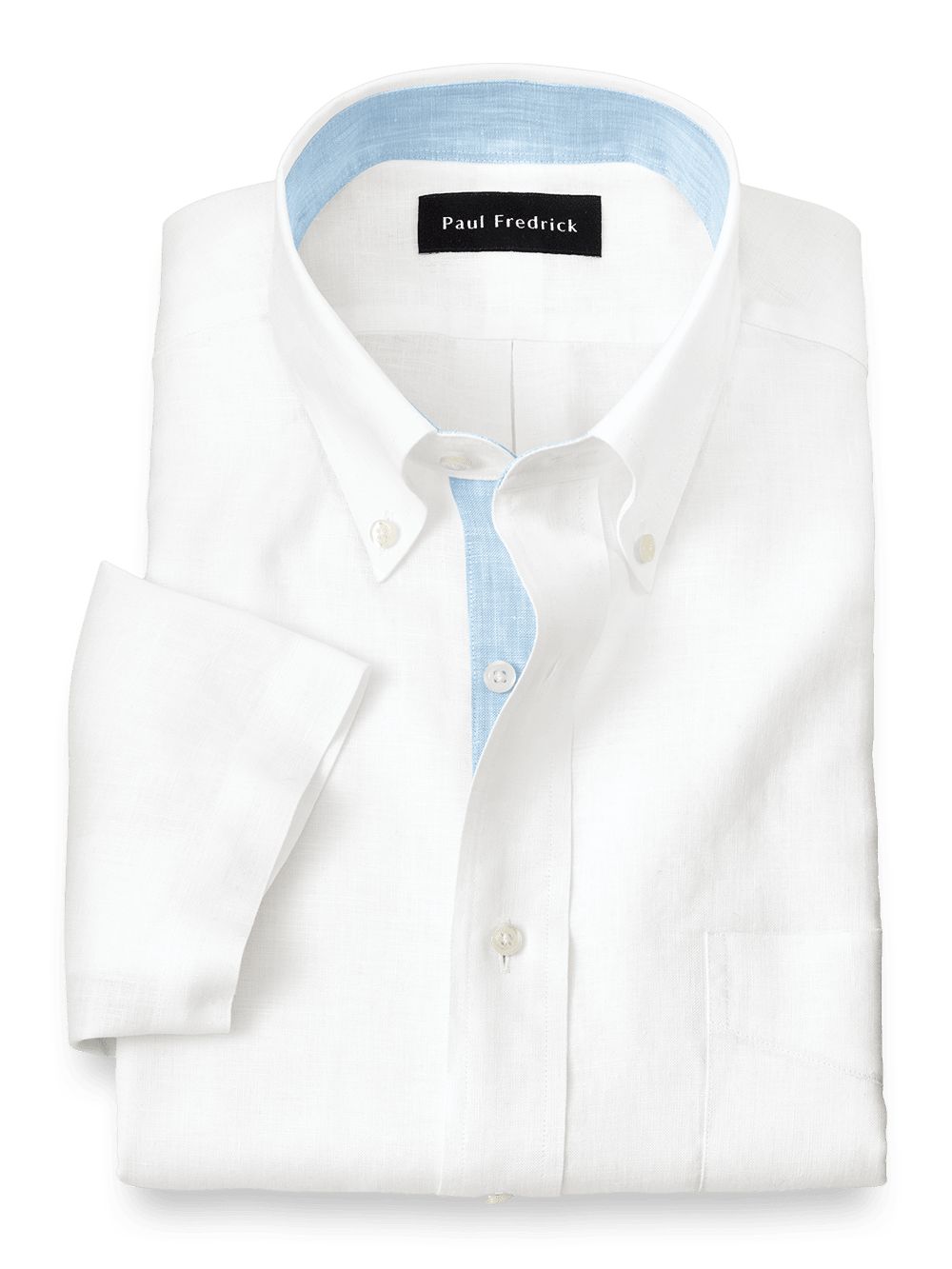 Product Image of Non-iron Linen Solid Dress Shirt With Contrast Trim-White