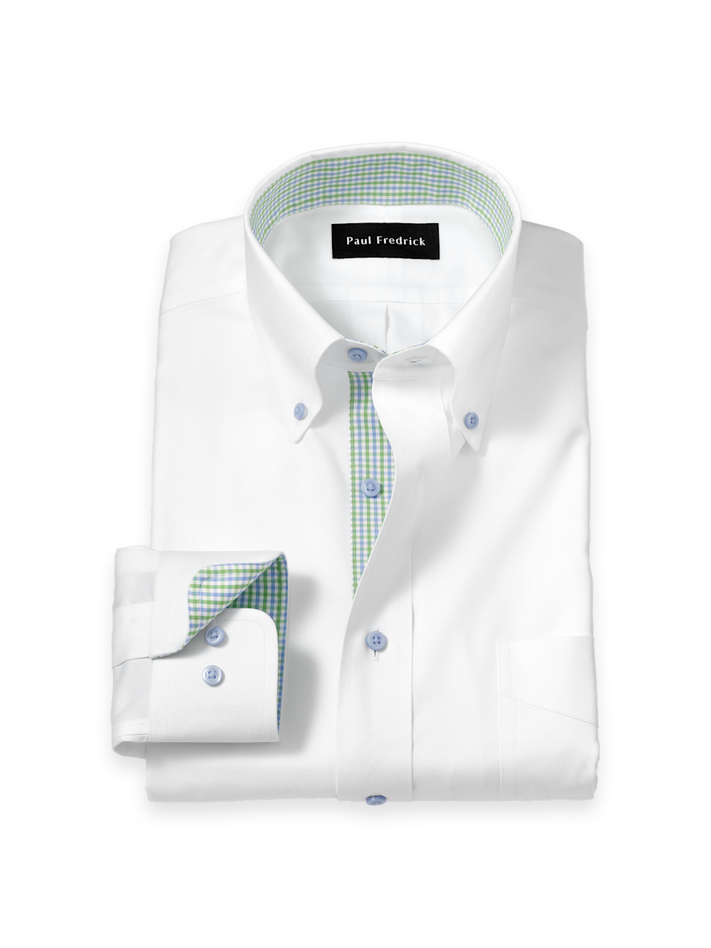 Product Image of Comfort Stretch Non-iron Solid Dress Shirt With Contrast Trim-White