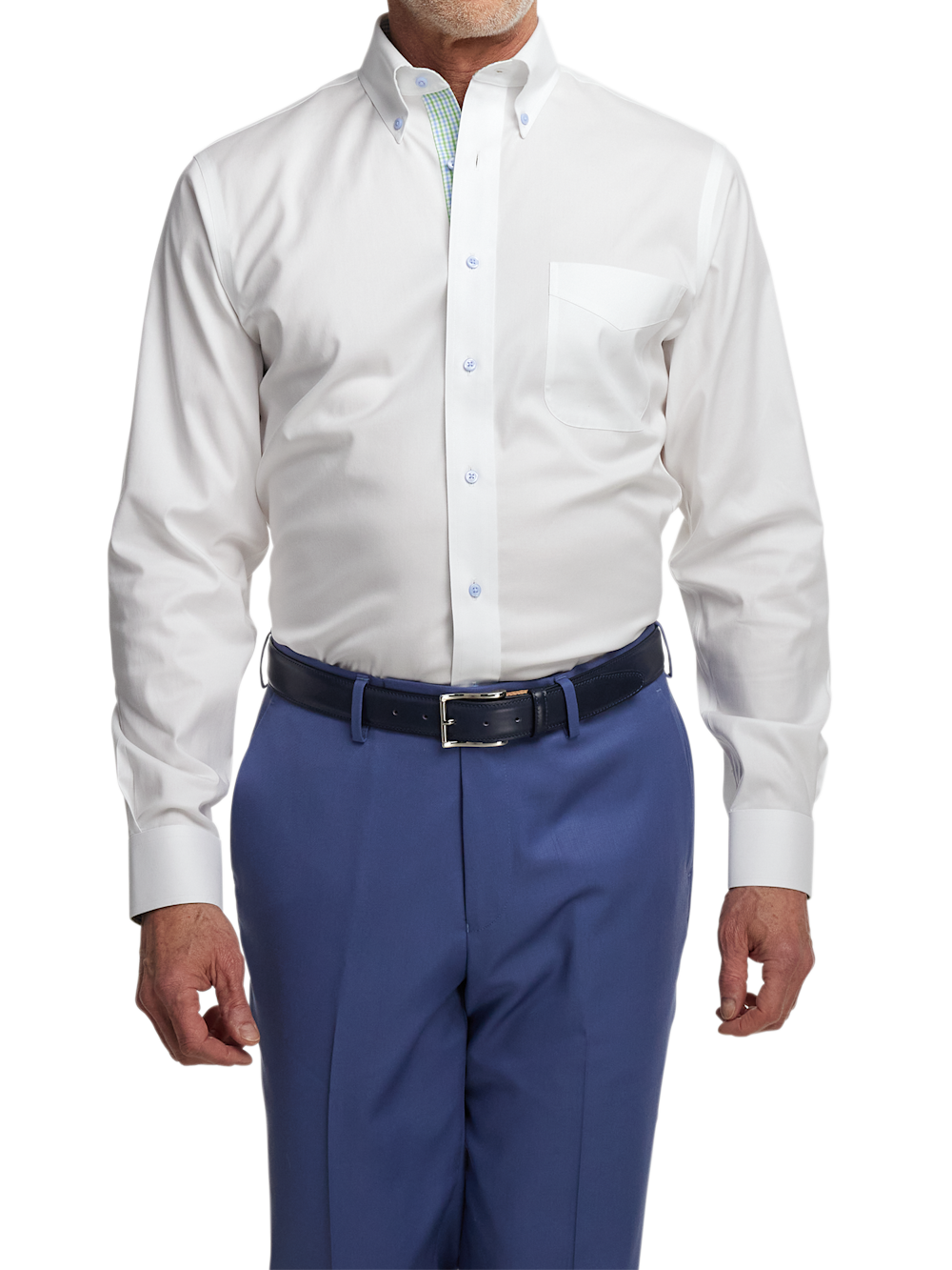 Alternate Image of Comfort Stretch Non-iron Solid Dress Shirt With Contrast Trim-1