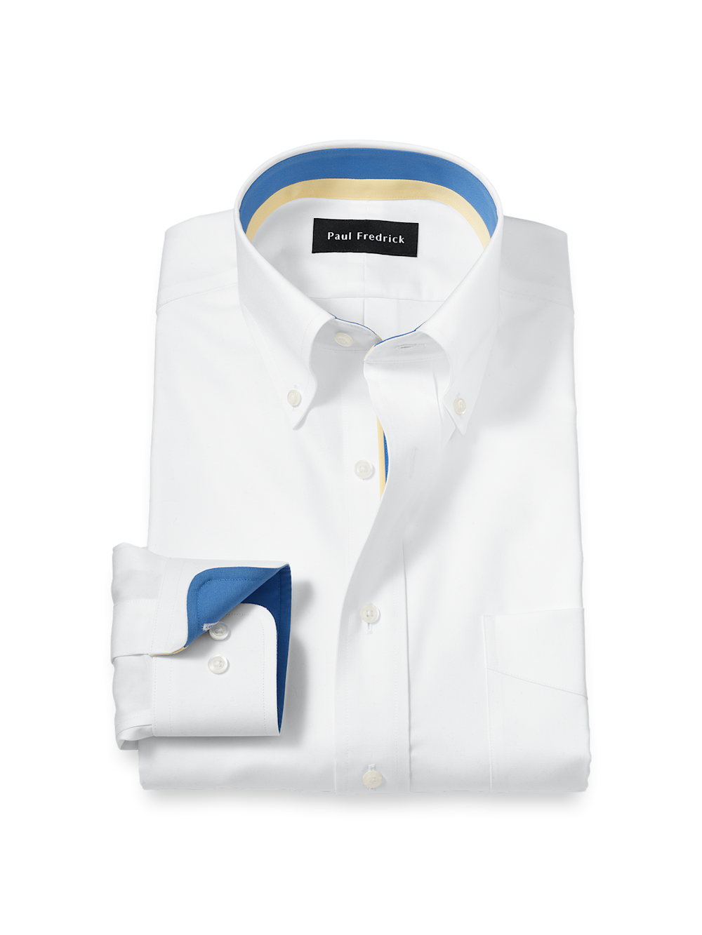 Product Image of Comfort Stretch Non-iron Solid Dress Shirt With Contrast Trim-White