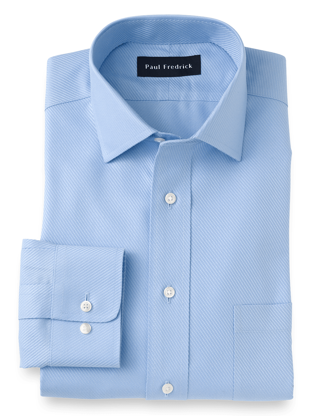 Product Image of Tailored Fit Non-iron Cotton Twill Spread Collar Dress Shirt-Blue