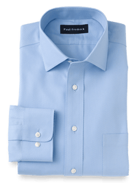 Tailored Fit Non-Iron Cotton Twill Spread Collar Dress Shirt - Blue