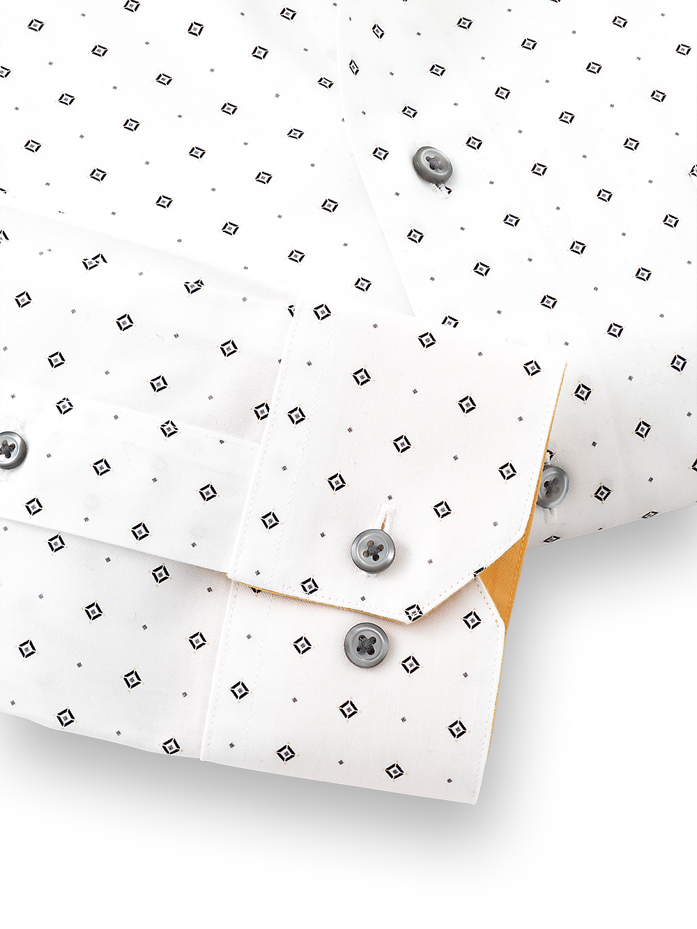Alternate Image of Non-iron Cotton Mini Diamond Print Dress Shirt With Contrast Trim-3