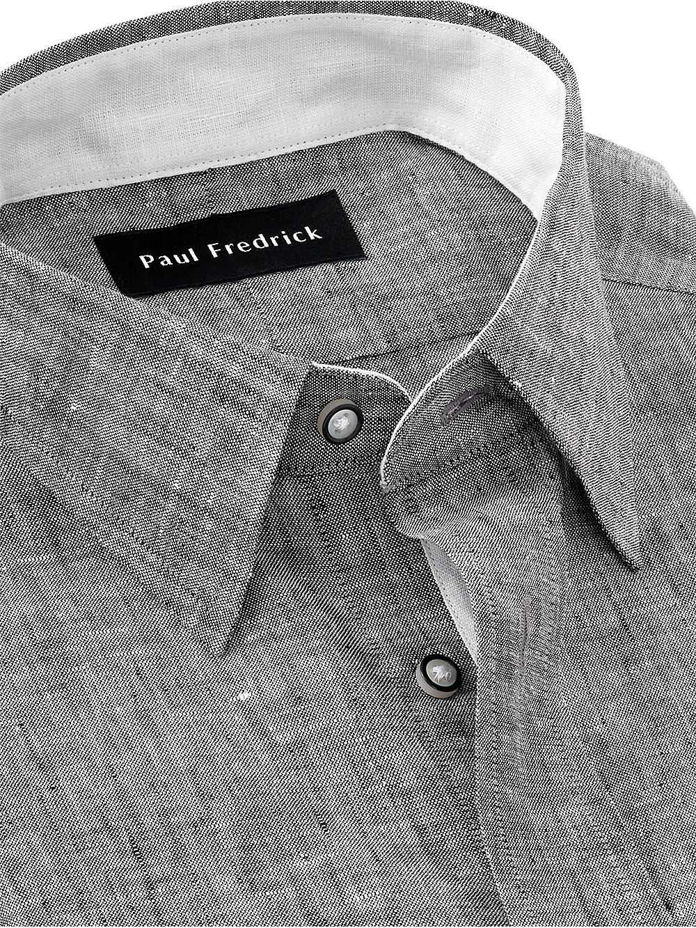 Alternate Image of Linen Solid Dress Shirt With Contrast Trim-2
