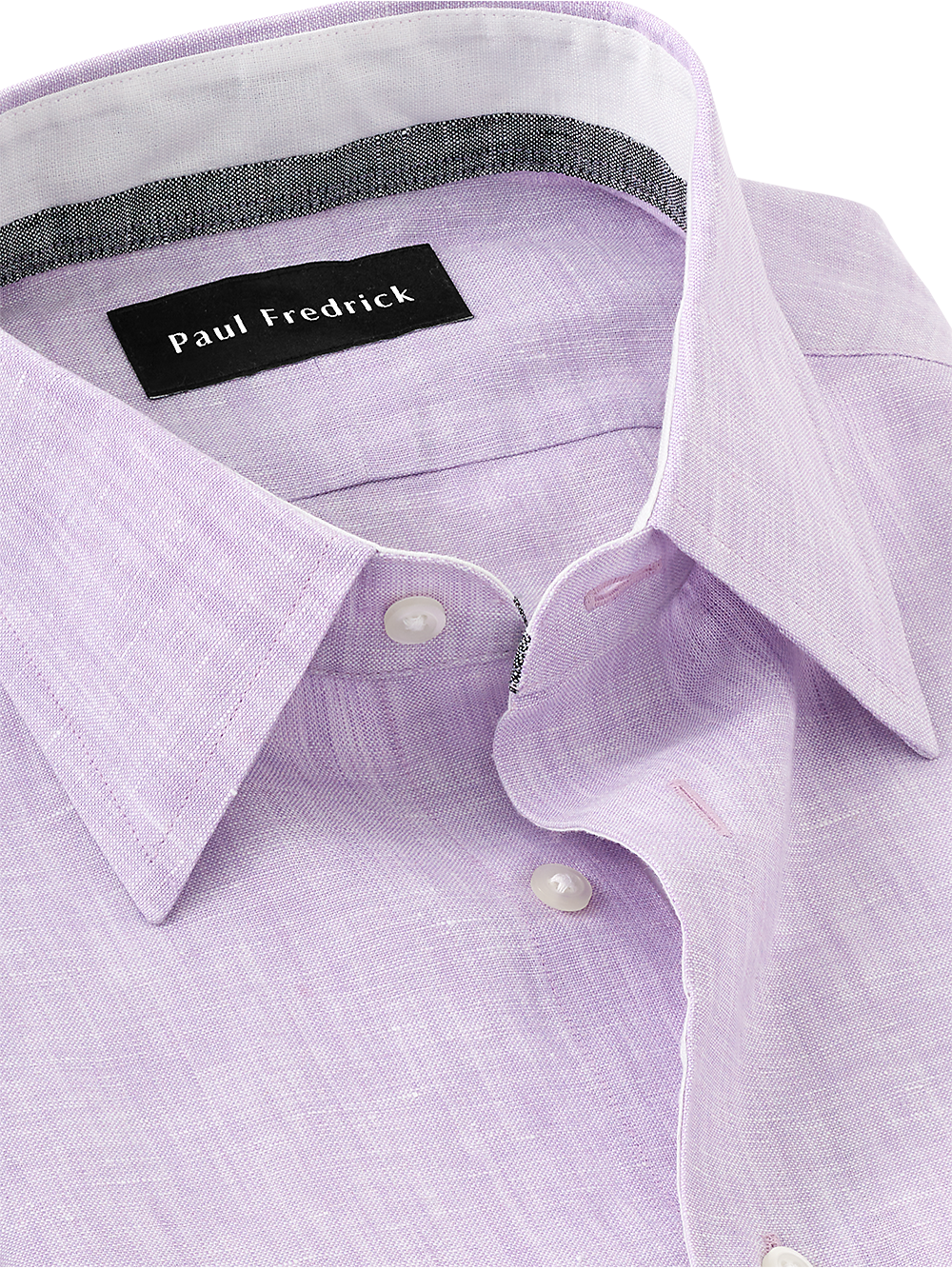 Alternate Image of Linen Solid Dress Shirt With Contrast Trim-3