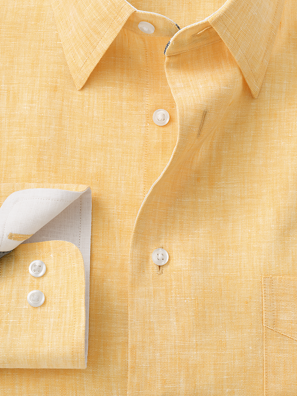 Alternate Image of Linen Solid Dress Shirt With Contrast Trim-1