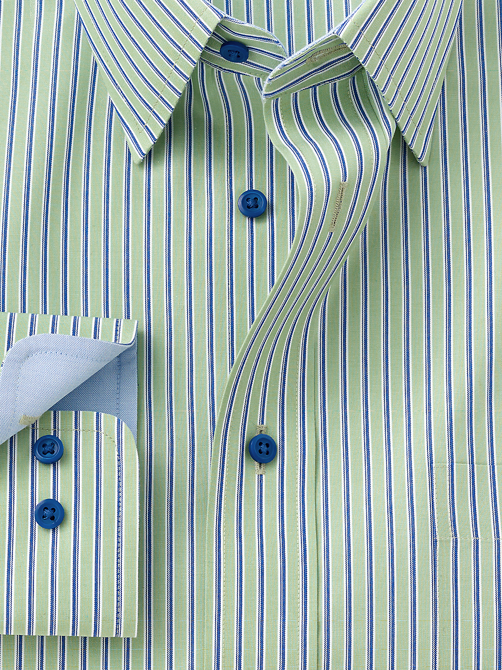 Alternate Image of Non-iron Cotton Stripe Dress Shirt With Contrast Trim-1