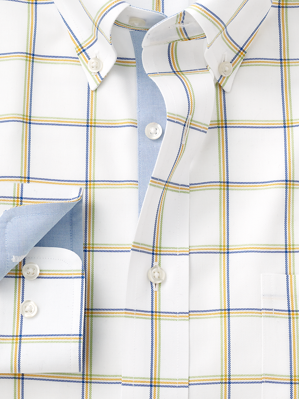 Alternate Image of Non-iron Cotton Windowpane Dress Shirt With Contrast Trim-1