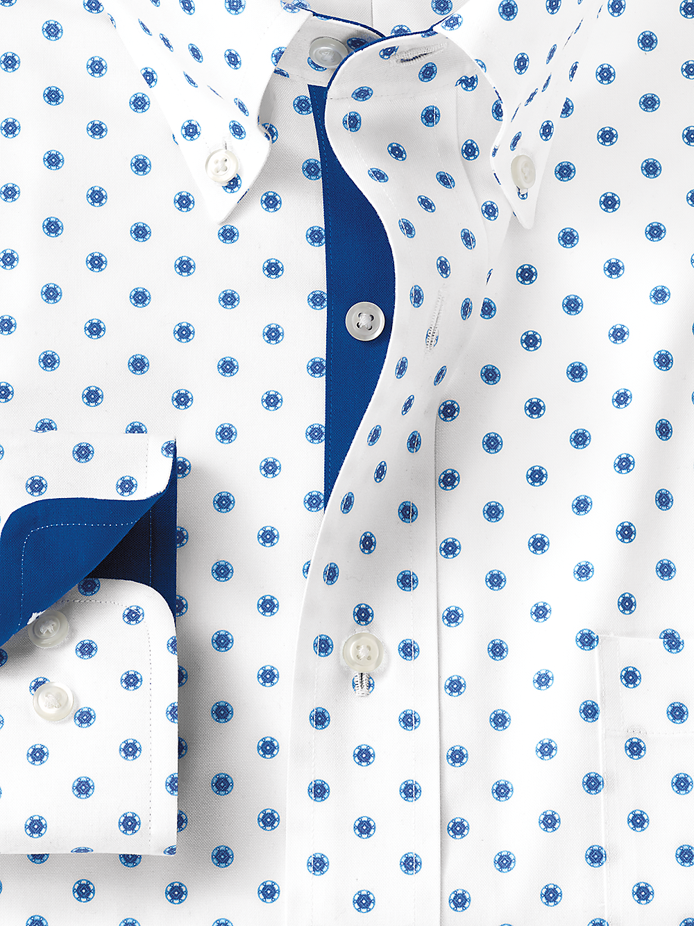 Alternate Image of Non-iron Cotton Circle Print Dress Shirt With Contrast Trim-1