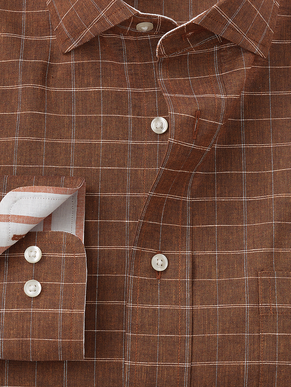 Alternate Image of Non-iron Cotton/linen Check Dress Shirt With Contrast Trim-1