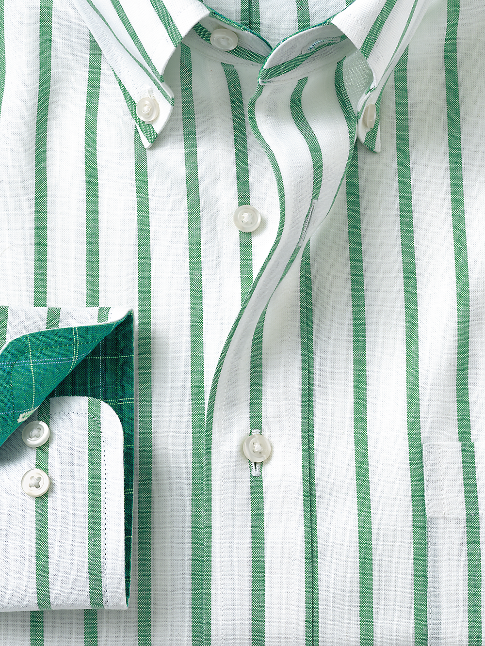 Alternate Image of Non-iron Cotton/linen Stripe Dress Shirt With Contrast Trim-1