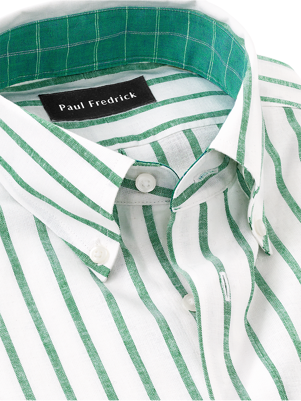 Alternate Image of Non-iron Cotton/linen Stripe Dress Shirt With Contrast Trim-2