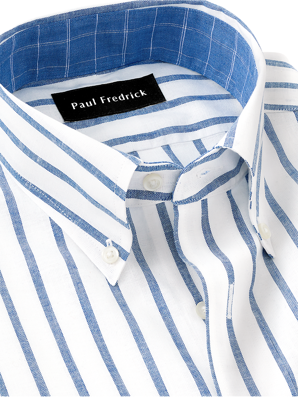 Alternate Image of Non-iron Cotton/linen Stripe Dress Shirt With Contrast Trim-2