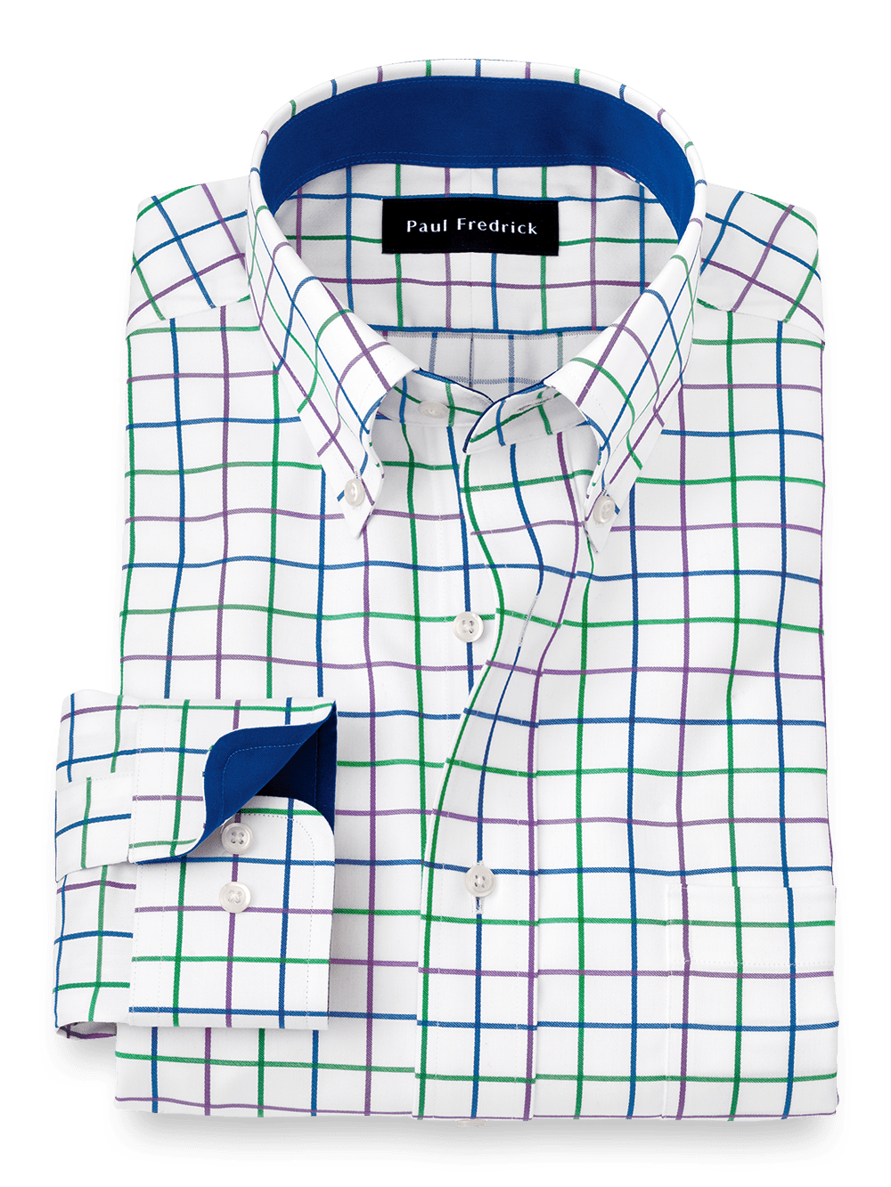 Product Image of Non-iron Cotton Check Dress Shirt With Contrast Trim-Multi