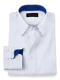 Non-Iron Cotton Geometric Dress Shirt With Contrast Trim - Blue/purple