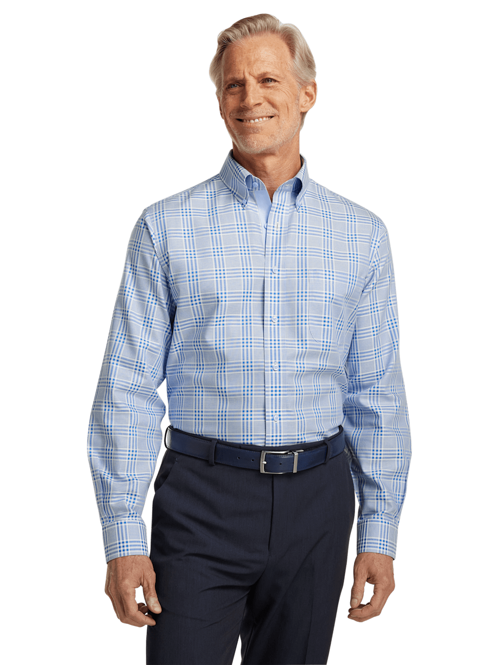 Alternate Image of Non-iron Cotton Plaid Dress Shirt With Contrast Trim-1