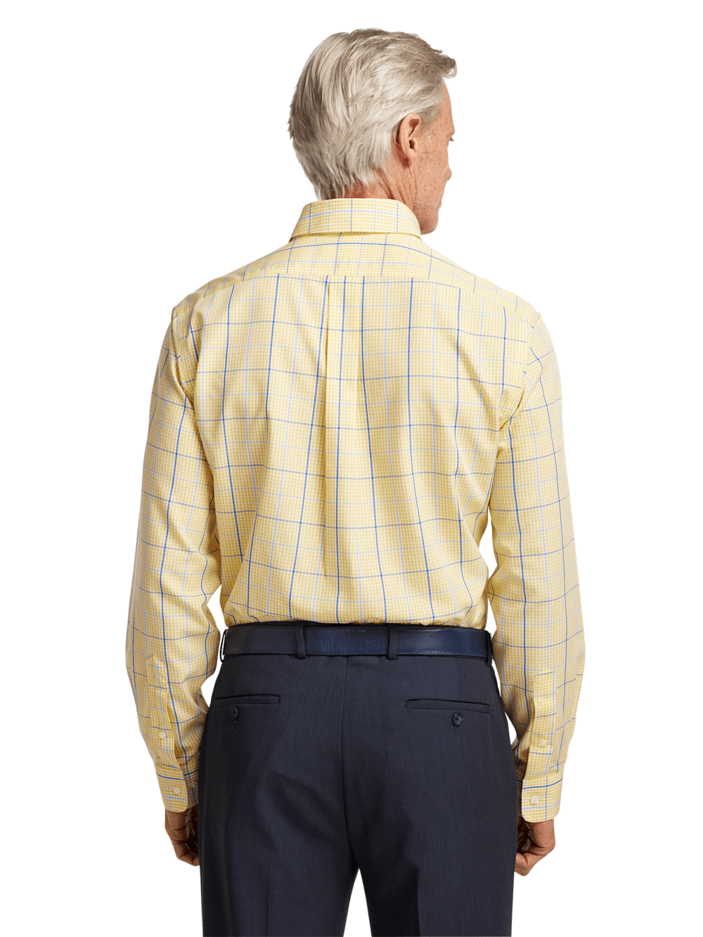 Alternate Image of Non-iron Cotton Windowpane Dress Shirt With Contrast Trim-4